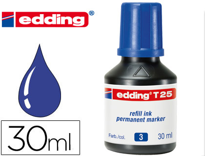 Tinta rotulador edding T-25 azul frasco de 30ml.